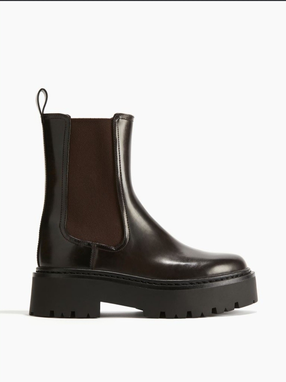 Sam Edelman Dark Black Leather Chelsea Lug Booties